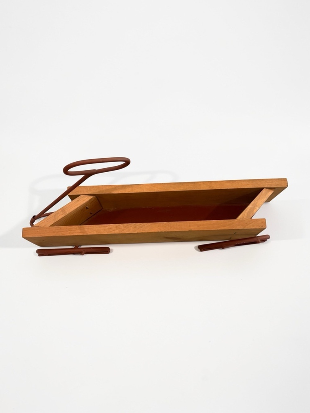 Vintage HOMCO Wood Wagon Wall Pocket Decor W/ Painted Heart Kitchen Mail Shelf - Picture 4 of 11